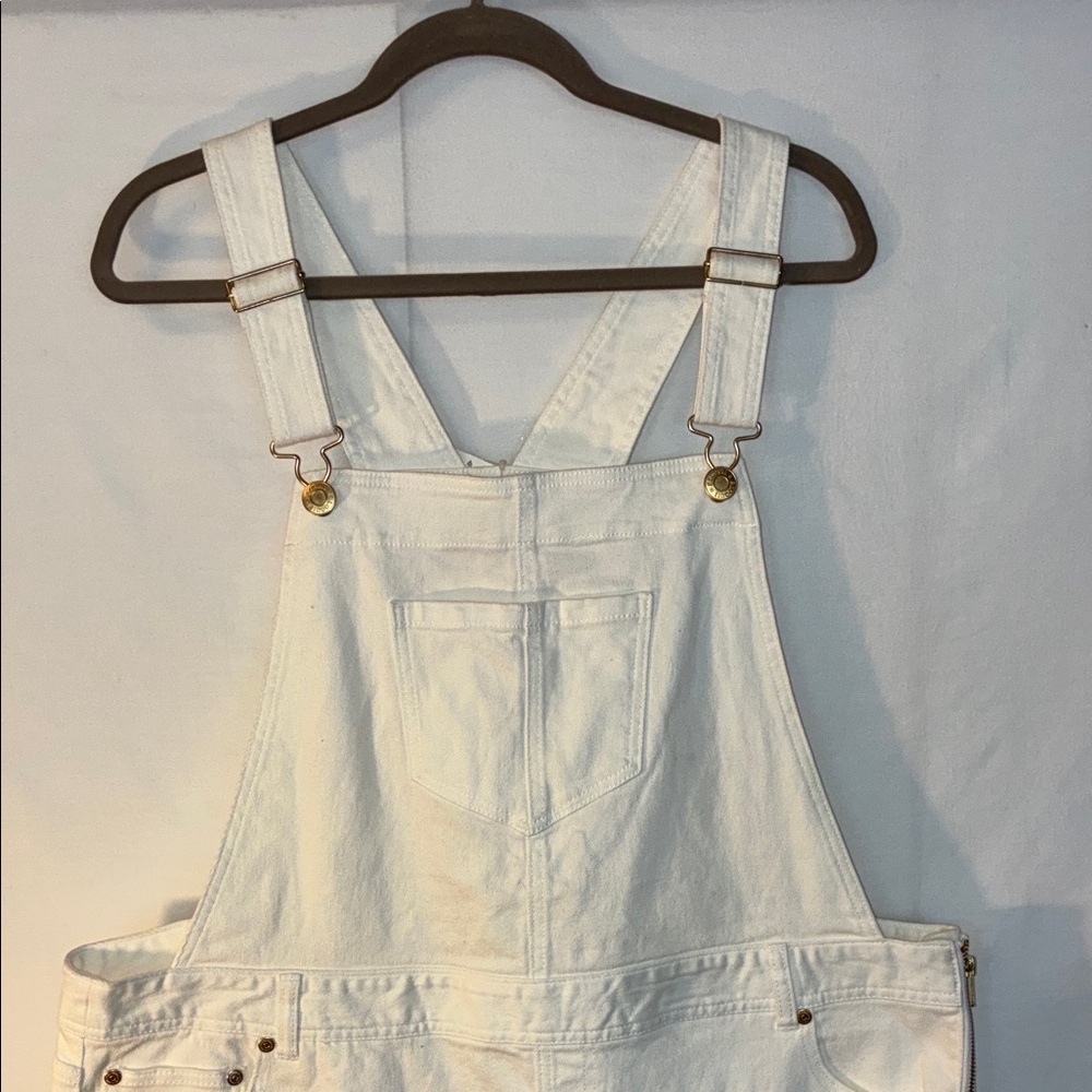 Eloquii White Denim Overalls